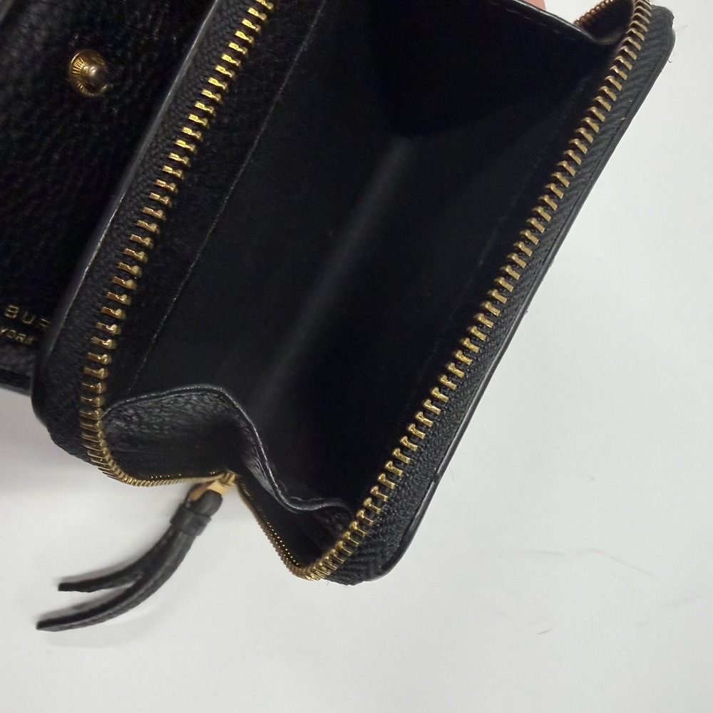 Tory Burch McGraw Bi-Fold Wallet Black Pebbled Leather Double T Logo Mini Wallet - Picture 4 of 5